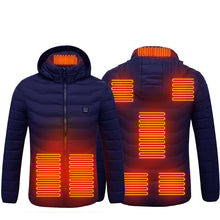 Load image into Gallery viewer, Men Heated Puffer Jacket Electric Heating Coat Insulated Hood Windbreaker 9Heat Zones
