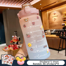Load image into Gallery viewer, 2L Portable Large-Capacity Water Bottle Time Marker Leak-Proof BPA Frosted Cup For Outdoor Sports Drinking Bottle With Straw
