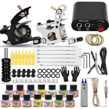 Load image into Gallery viewer, Tattoo Kit Complete Tattoo Machine Set Black Power Supply Inks Pigment with Tattoo Needles Accessories for Tattoo Beginner
