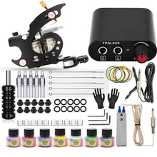Load image into Gallery viewer, Tattoo Kit Complete Tattoo Machine Set Black Power Supply Inks Pigment with Tattoo Needles Accessories for Tattoo Beginner
